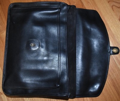 Vintage Coach Beekman 5266 Black Leather Briefcase Flap Messenger