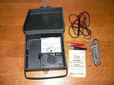 Vintage Amprobe model AM-IA Multimeter with Case, Leads, & Temperature Probe