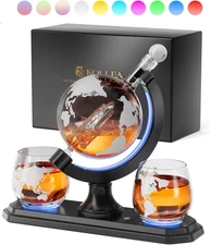Gifts for Men Dad Christmas, Kollea Globe Whiskey Decanter Set with Space Rocket