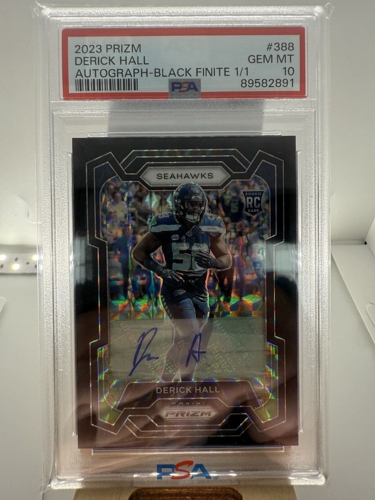 2023 Panini Prizm Derick Hall Black Finite 1/1 Auto PSA 10 ROOKIE SUPER BOWL RC!