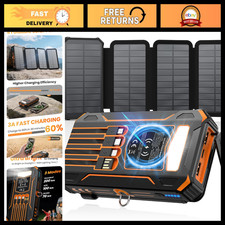 Portable Solar Power Bank 48000mAh Wireless Charger with 4 Cables - Outdoor Use