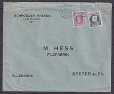 w2560/ Belgium Schroeder Freres Perfin Cover t/Germany 1925