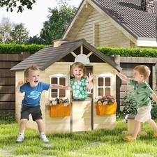 44.5" Wooden Playhouse for Kids Outdoor Garden Pretend Play Games