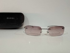 NOS Gucci GG 1715/S 135 Sunglasses - Silver Rimless Y2K Vintage Italy - w/ Case