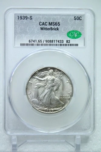 1939-S Walking Liberty Half Dollar Witter Brick 50C CAC MS65 #7433