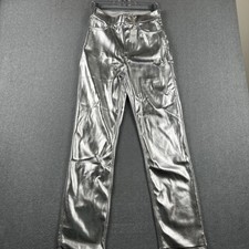 Abercrombie  Fitch Pants Womens 28 6 Silver Ultra High Rise Vegan Leather 90s