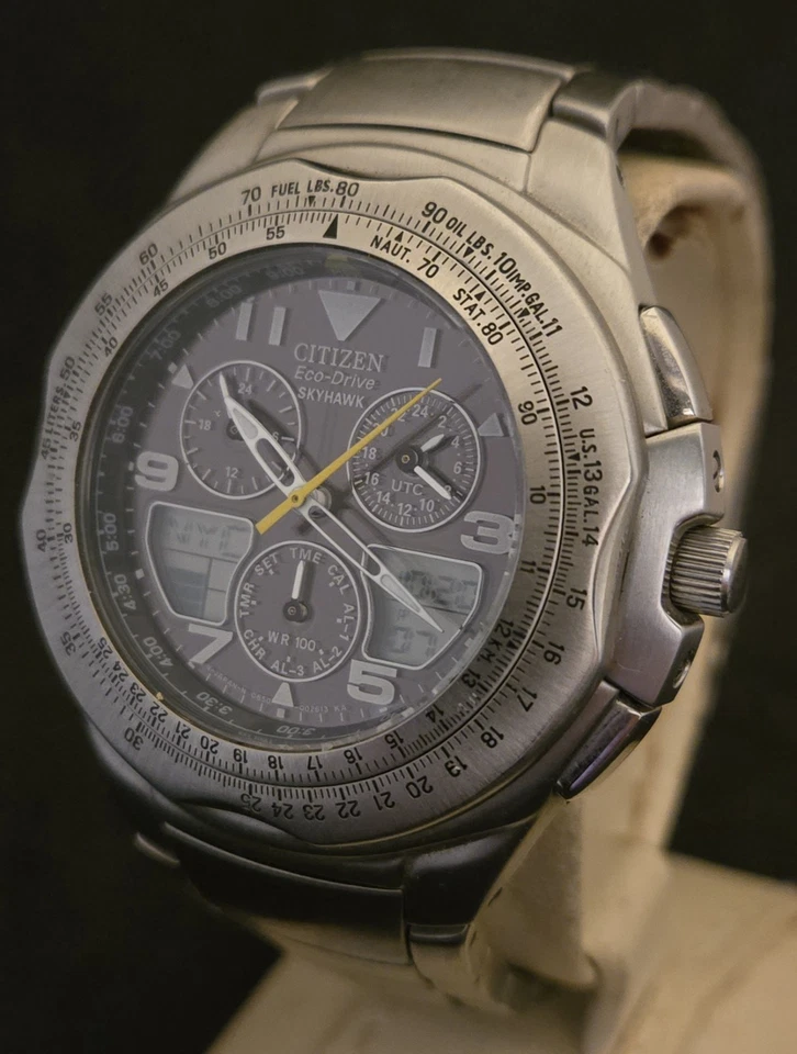 Men's Citizen Eco Drive Sky Hawk Chronograph World Time RC Watch.FREE SHIPPING. - Image 3 of 4