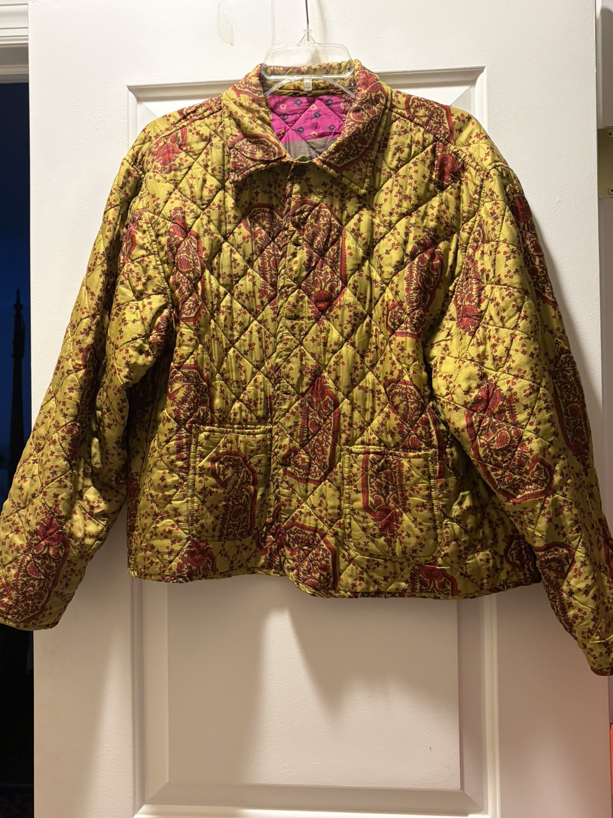 Vtg Clio M Silk Patchwork Reversible Quilted Padd… - image 5