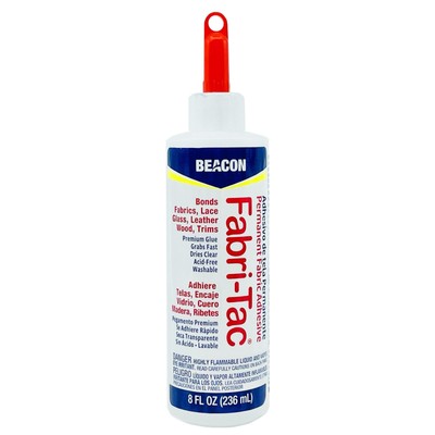 Fabri-Tac Permanent Adhesive, 8 Ounce Bottle - Premium Crafting & Fabric Glue