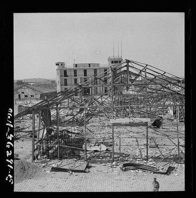 Photo:1930s-1940s Damaged Steel Framework Building Ruins Construction Site