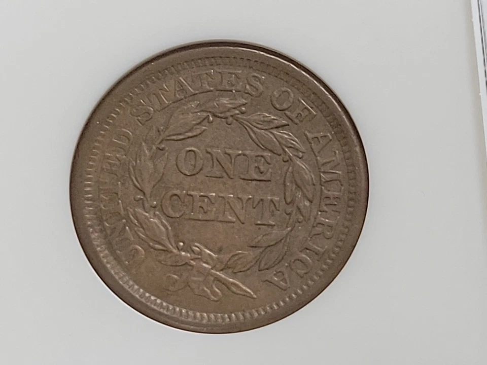 1856 SLANTED 5 Coronet, Braided Hair Large Cent 1C NGC MS63BN Off-Center - Image 4 of 4