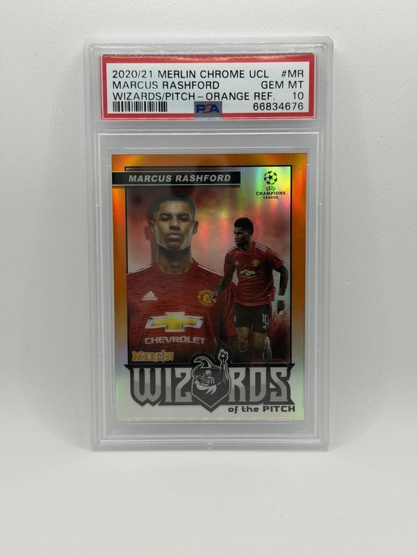 2020 Topps Merlin Wizards Of The Pitch Rashford Orange /25 PSA 10 MAN U