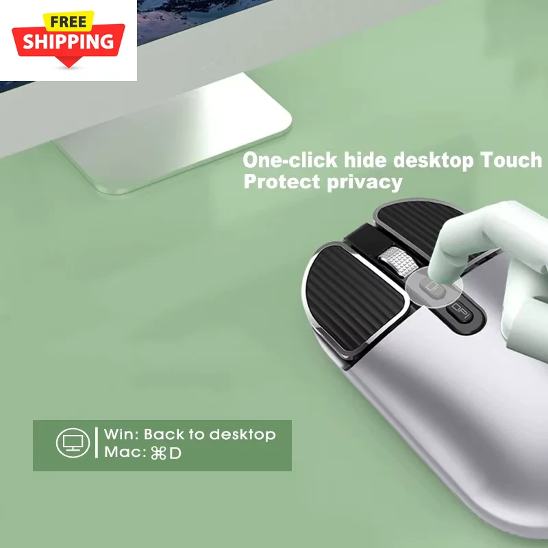 Wireless Mouse 2.4GHz Rechargeable anti slip 1600DPI Silent USB Ergonomic Office - Image 3 of 4