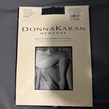 Donna Karan Sheer  matte Satin Control Top Hosiery Black Small NWT