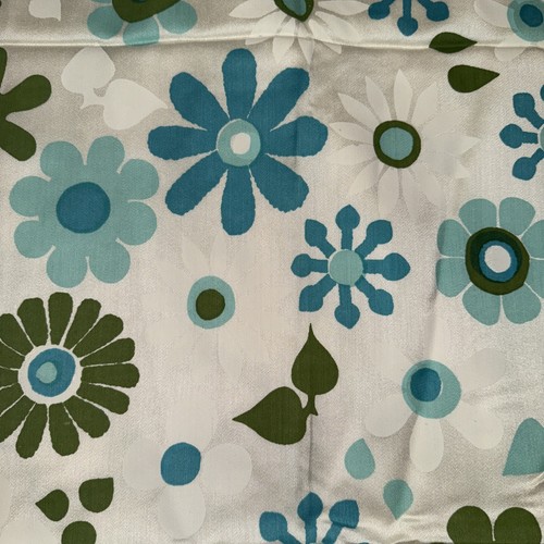 Vintage retro mod blue green flower power fabric piece 28 x 44 - Picture 2 of 2