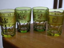 VAL ST LAMBERT 4 ANCIENS VERRES A THE CRISTAL MODELE DANCE DE FLORE ht 8,5 cm