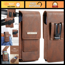 Premium Leather Phone Holster with Belt Clip for iPhone  Galaxy - Rugged Case,