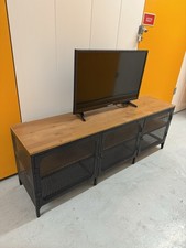 IKEA Black TV Stand / TV Bench / Storage, Black Metal & Wood, 150x36x54 cm