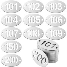 Hicarer Metal Numbered Tags Stainless Steel Number 1.57 x 0.79 Inches, Silver
