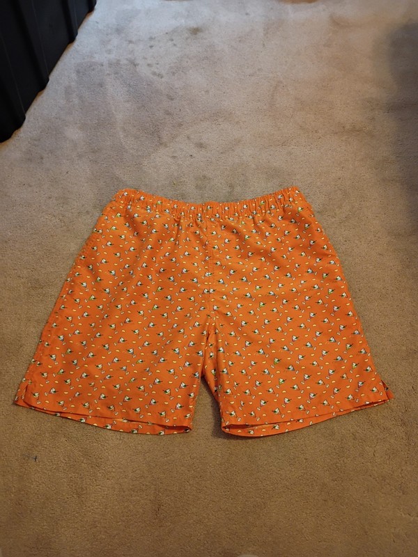 Southern Pines Swim Trunks Mens Large L Orange Martini Print Excellent Condition