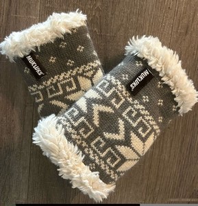 MUKLUKS Boot Cuffs Gray Fair Isle Knit Cozy Winter Excellent Condition