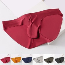 Seamless Ice Silk Herren Slip Bulge Pouch Einfarbig Unterhose L-3XL