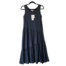 JW Anderson x Uniqlo dress NWT Small tiered sleeveless Midi Dark blue Womens