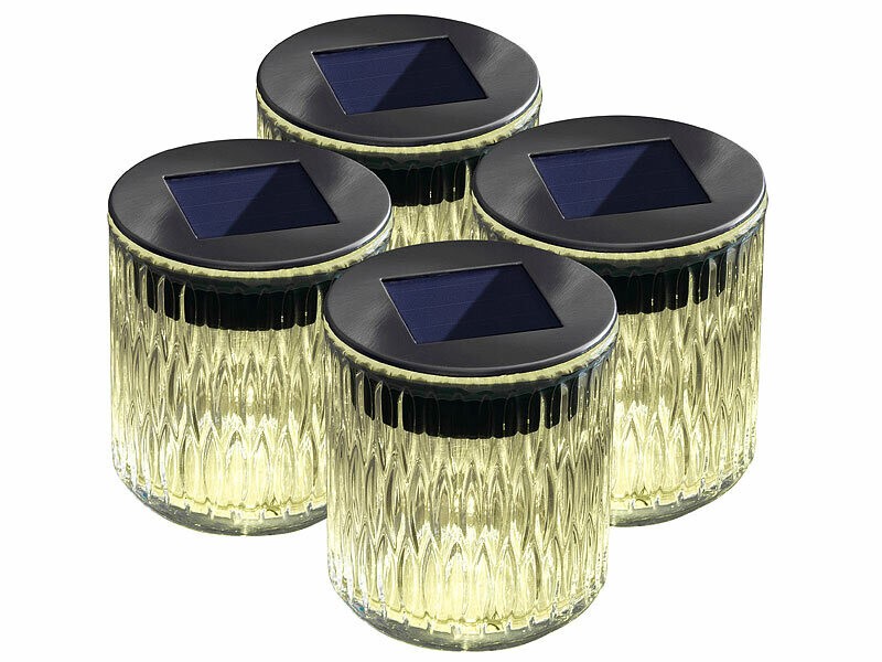 4 photophores solaires à LED Lunartec pour balisage extérieur de jardin