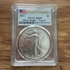 2021 PCGS MS69 $1 Silver Eagle - Type 2 First Strike Flag Label