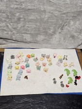 44 Vintage Flocked Mini Animal Figures Taiwan Bears Elephants Crocodiles Lot