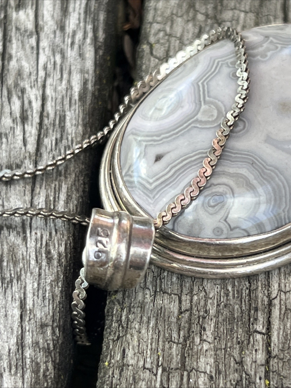 Vintage Silver Large Agate Pendent Whimsical Stat… - image 9