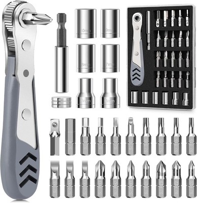 30in1 Right Angle Screwdriver, 36-Tooth Mini Ratchet Wrench, Angle Screwdriver f