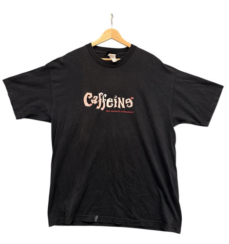 Vintage 90s 2000s Caffeine Records Blue Shirt Mens Size XL Made USA