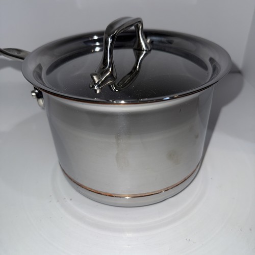 All-Clad 6202 SS 2-QT Copper Core 5-Ply Bonded Sauce pan with lid Bent Handle - Picture 2 of 6