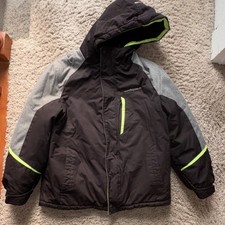 ZeroXposur Boys M-10/12 Hooded Colorblock Jacket Black Gray Neon Yellow