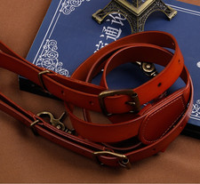 Geniune Leather Braces Clip Men's Suspenders 2.5cm Wide Four Hook Lock Adult