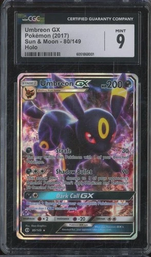 2017 Pokemon Sun & Moon UMBREON GX #80 Full Art Holo CGC 9 Mint JA609