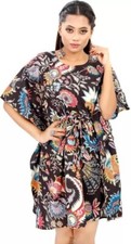Indian Floral Printed 100% Cotton Long Hippie Maxi Women Nightwear Caftan Dress