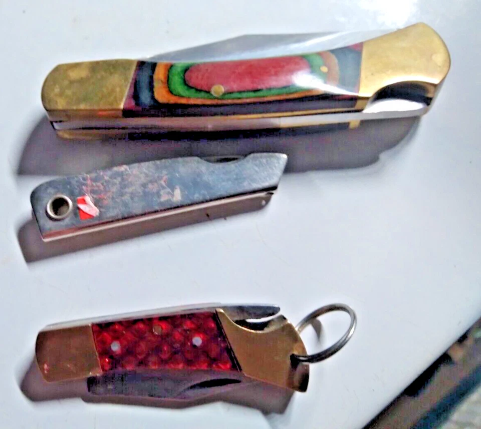 2 Vintage lock Blades Pocket Folding Knife Japan pakistan 1 multi tool (C) - Image 2 of 4