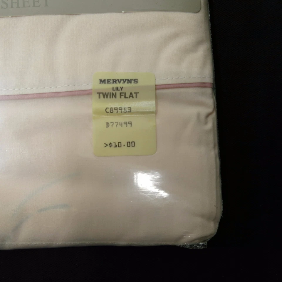 Vtg NOS GALLERIA Springs Pink Lily Floral PERCALE Twin FLAT SHEET - Image 2 of 4