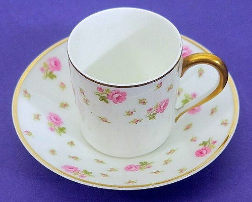 M. Raynaud Limoges Rose Floral Espresso Cup & Sacer 382 - Picture 2 of 5