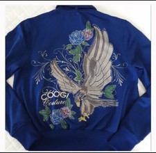 VNTG Deadstock Rare COOGI Couture Rhinestone Eagle Full Zip Jacket Women s Large
