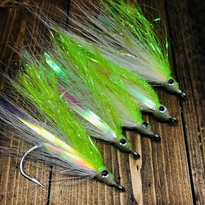 VMC Bucktail Teaser Flies Fluke Flounder Striper Bass Fishing Bait Rig 5//0 213