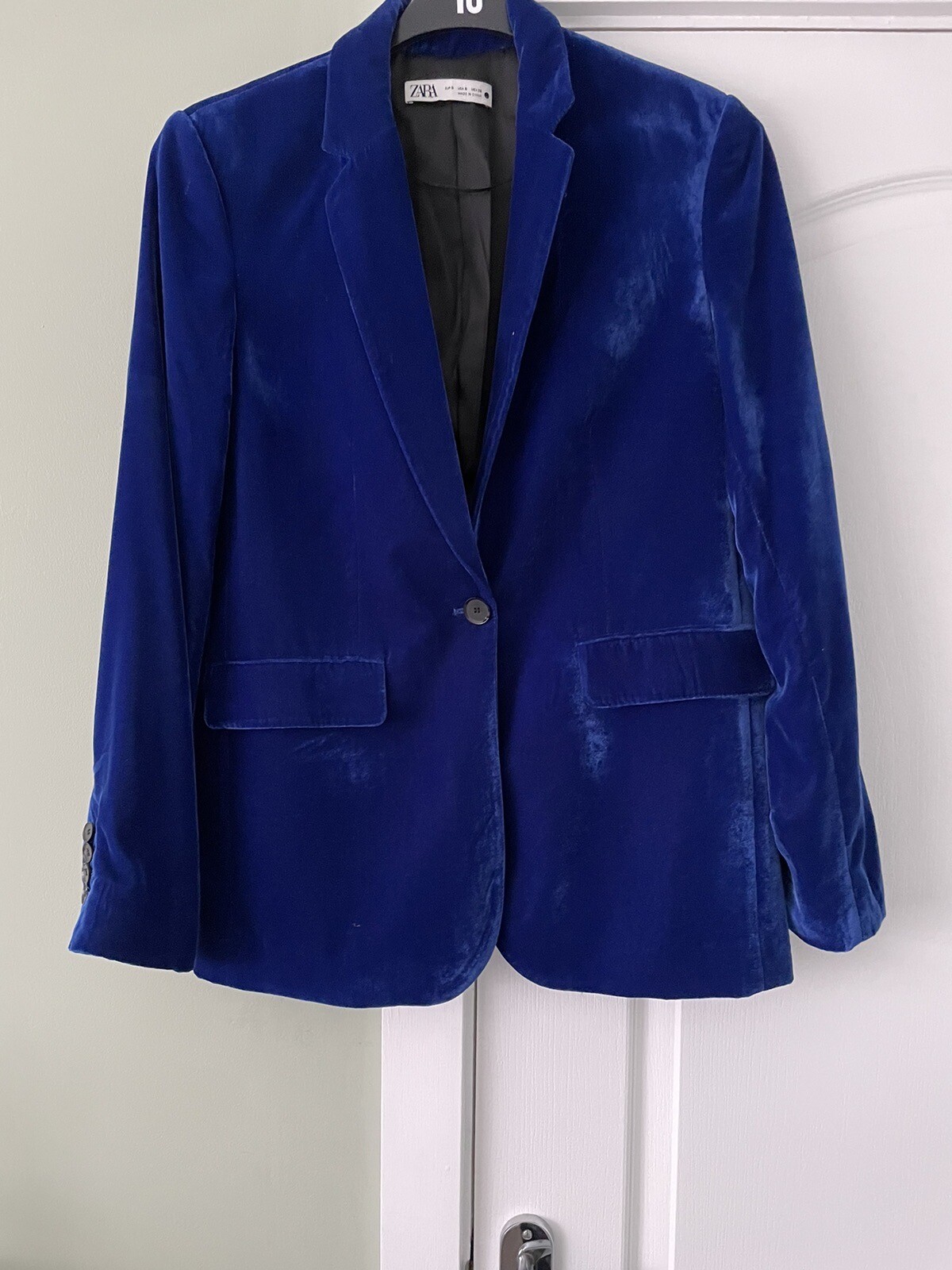 Zara Cobalt Blue Velvet Trouser Suit Jacket/Blazer Size S Trousers Size M eBay