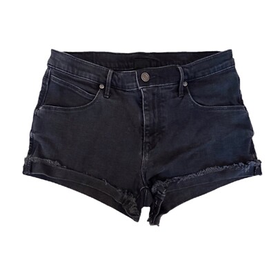 RtA Olivia Denim Short Shorts in Ash Black Distressed Cut-Off Cuffed Size 26