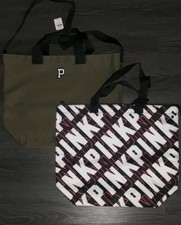 Victorias secret pink canvas tote cooler set brand new multi logo