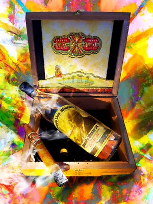 24 x 18- 15 Year Pappy Van Winkle Bourbon and Fuente Opus X Cigar Poster Print