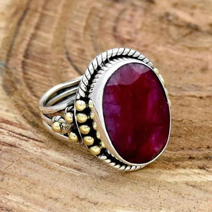 Sterling silver ring with ruby stone deals