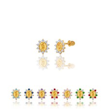 14kt Solid Gold Kids Guadalupe Mother Mary Screwback Stud Earrings Medium 