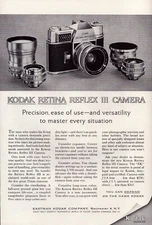 Kodak Retina Reflex III Camera Precision Versatility Easy Vintage Print Ad 1962